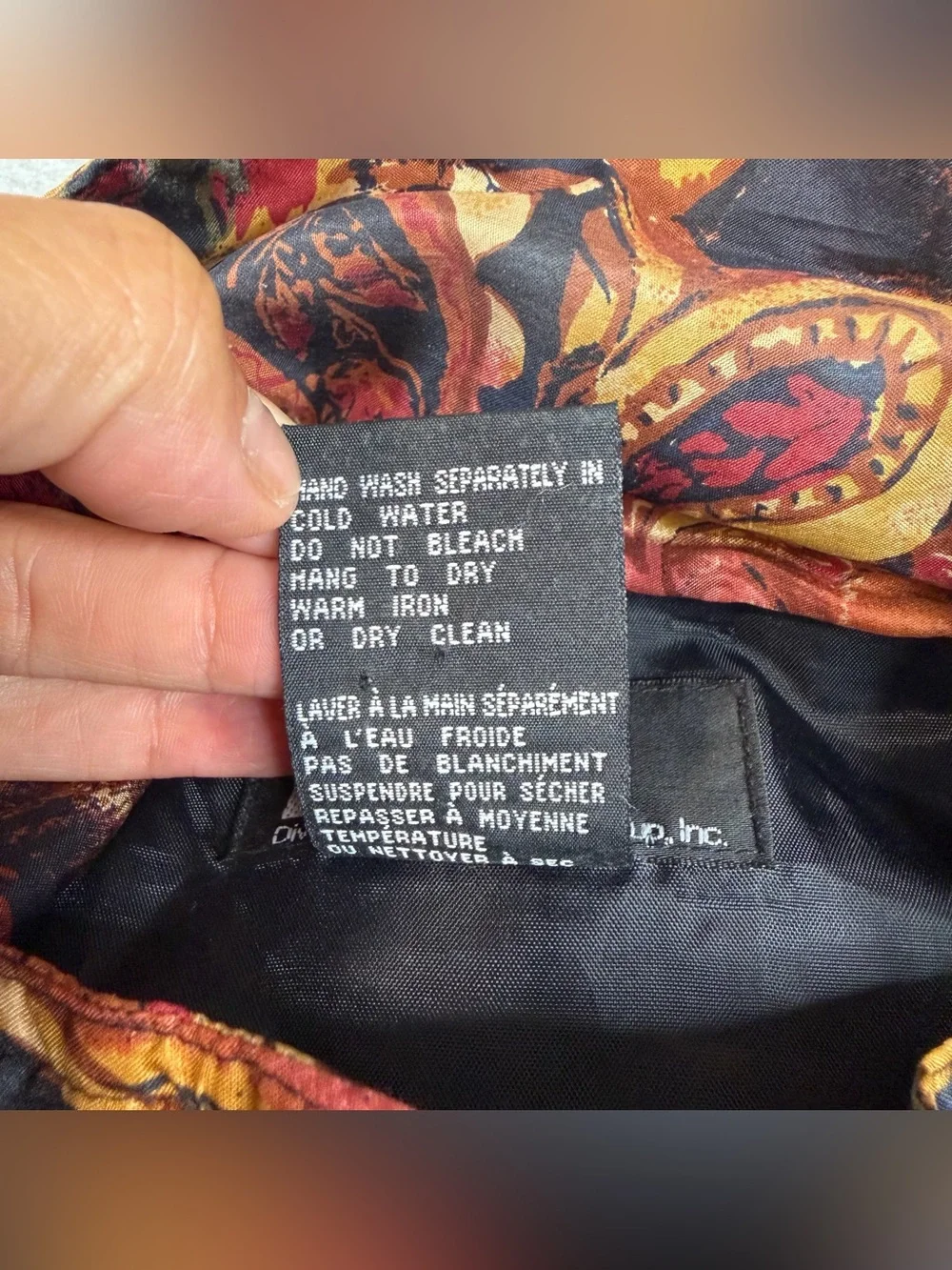 VTG 90s EVR Div Rousso 100% Silk Bomber Jacket All Print Small Paisley Leaf Fall